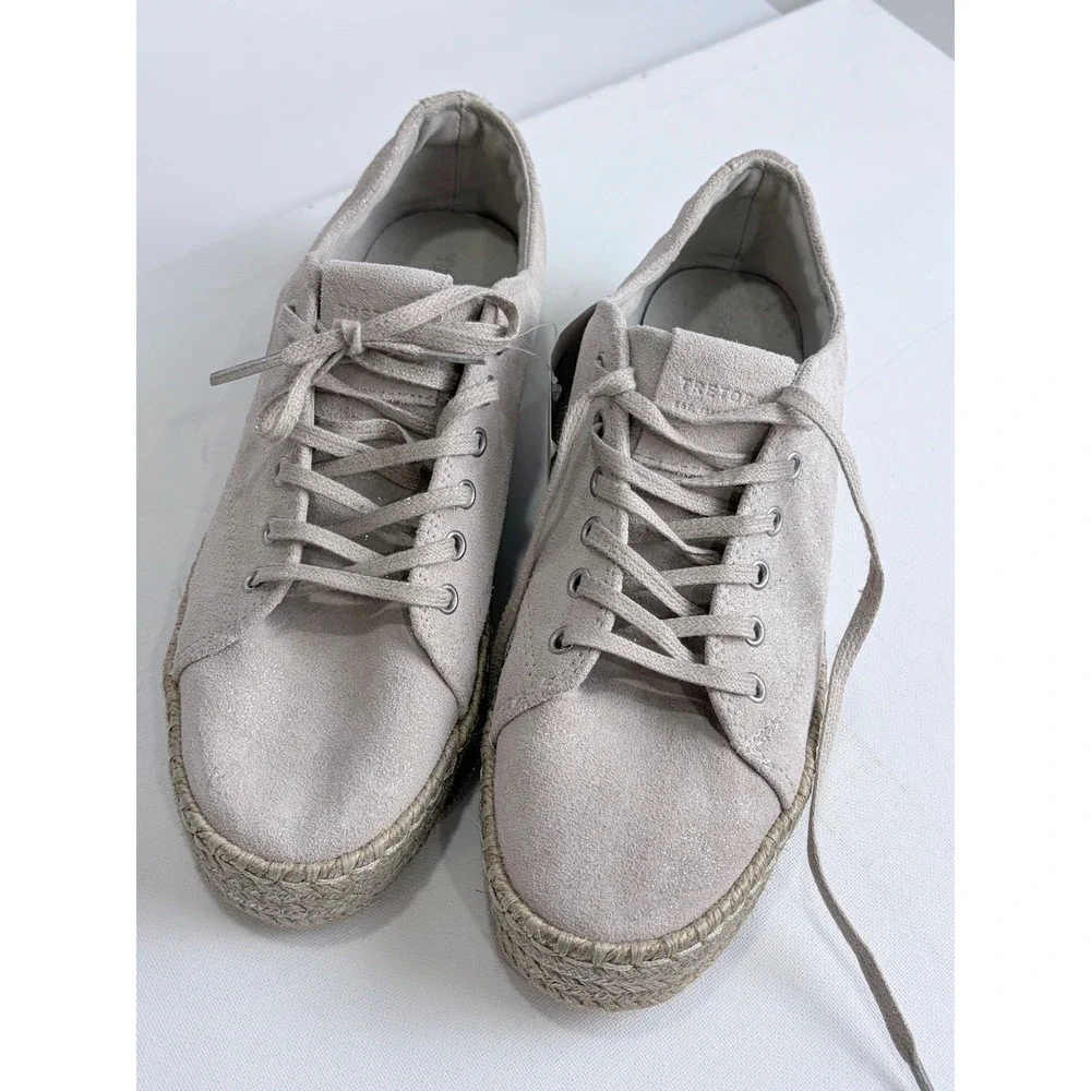 NWT‎ Tretorn Eve 2 Suede Espadrille Platform Sneakers Metallic Beige 9